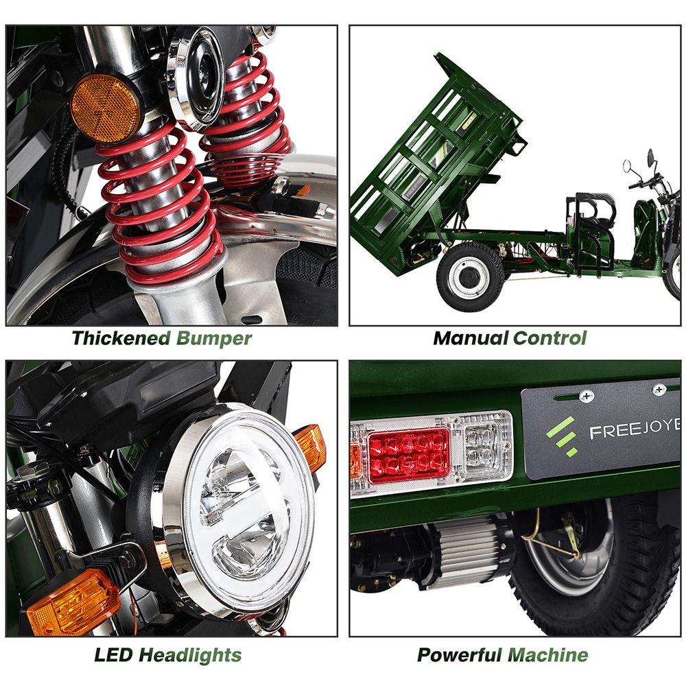 Freejoyer FW5 Electric Cargo Tricycle 3000W Motor 72V 58Ah Battery 45km/h Max Speed 86km Range Front Disc Brake