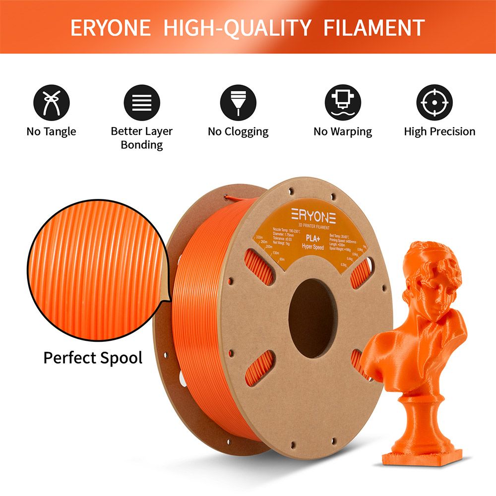 ERYONE High Speed PLA  3D Printing Filament 1kg  Orange