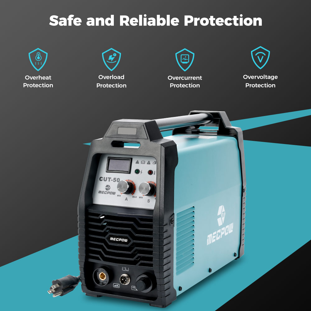 Mecpow CUT-50 Plasma Cutter IGBT Inverter Technology Contact Arc Starting Smart Fan Cuts 5-15mm Materials