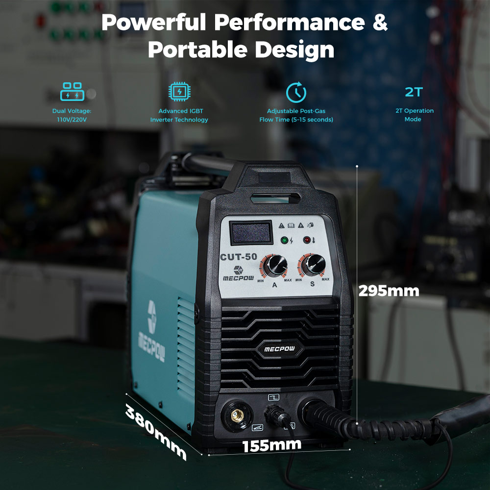 Mecpow CUT-50 Plasma Cutter IGBT Inverter Technology Contact Arc Starting Smart Fan Cuts 5-15mm Materials