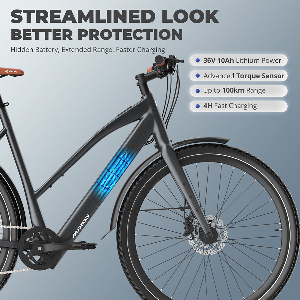 Fafrees F700W Electric Bike 250W Motor 36V 10Ah Battery 700*42C Tires 25km/h Max Speed 100km Max Range Hydraulic Disc Bra