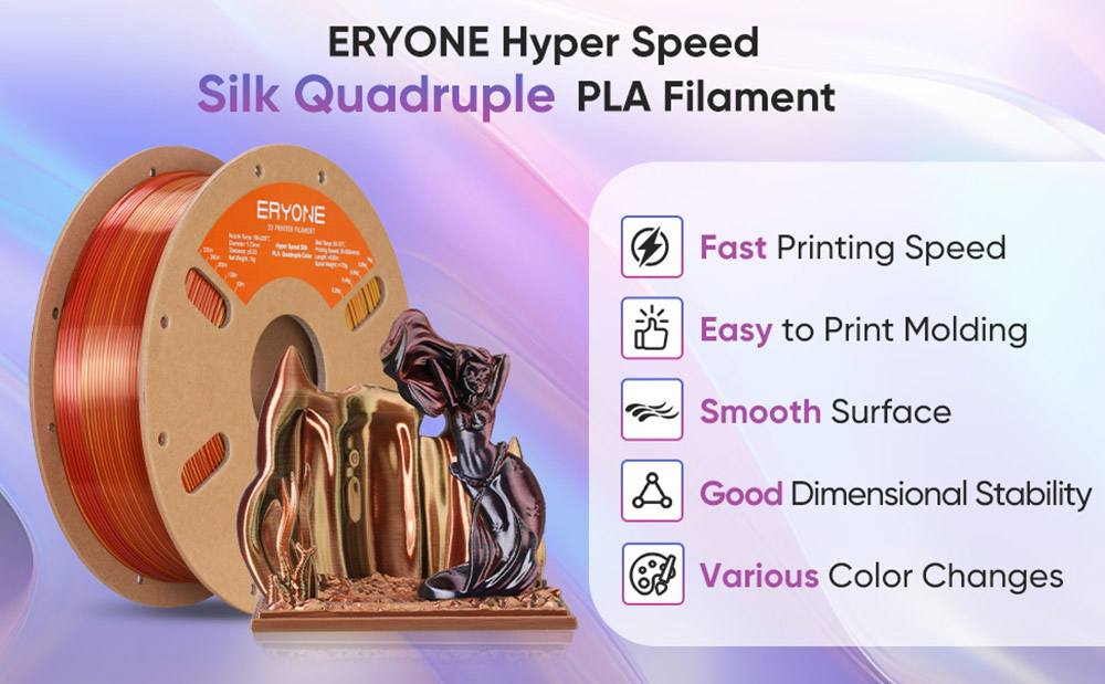 ERYONE High Speed Four-color Silk PLA Filament 1kg - Metallic Frenzy Black