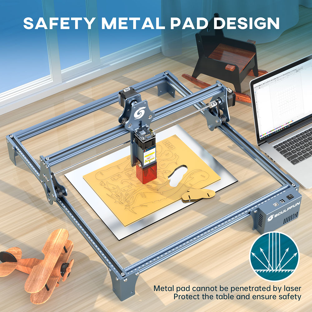 SCULPFUN S9 Pro 10W Dual Laser Engraver 0 06mm High Precision 15mm Wood 10mm Acrylic Cutting 400*410mm 15 7*16 2 inch - EU
