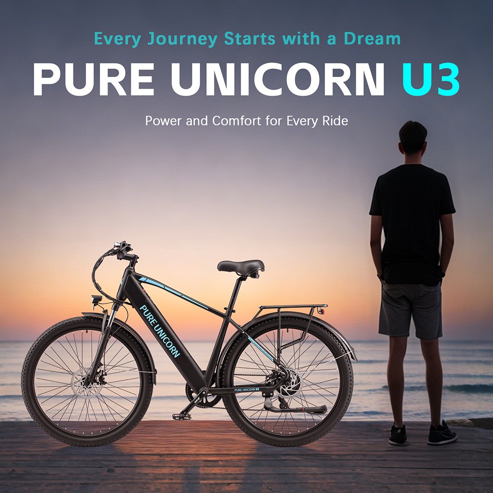 PURE UNICORN U3 Electric Bike 750W Motor 48V 12 8Ah Battery 29 inch Tires 45km/h Max Speed 60km Range Mechanical Disc Bra