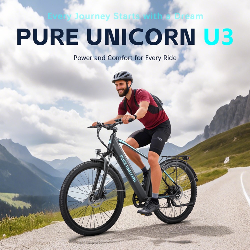 PURE UNICORN U3 Electric Bike 750W Motor 48V 12 8Ah Battery 29 inch Tires 45km/h Max Speed 60km Range Mechanical Disc Bra