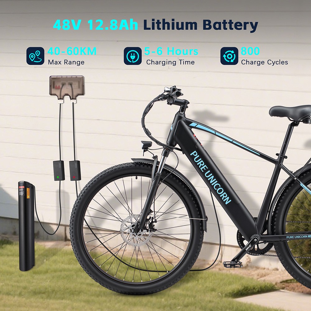 PURE UNICORN U3 Electric Bike 750W Motor 48V 12 8Ah Battery 29 inch Tires 45km/h Max Speed 60km Range Mechanical Disc Bra