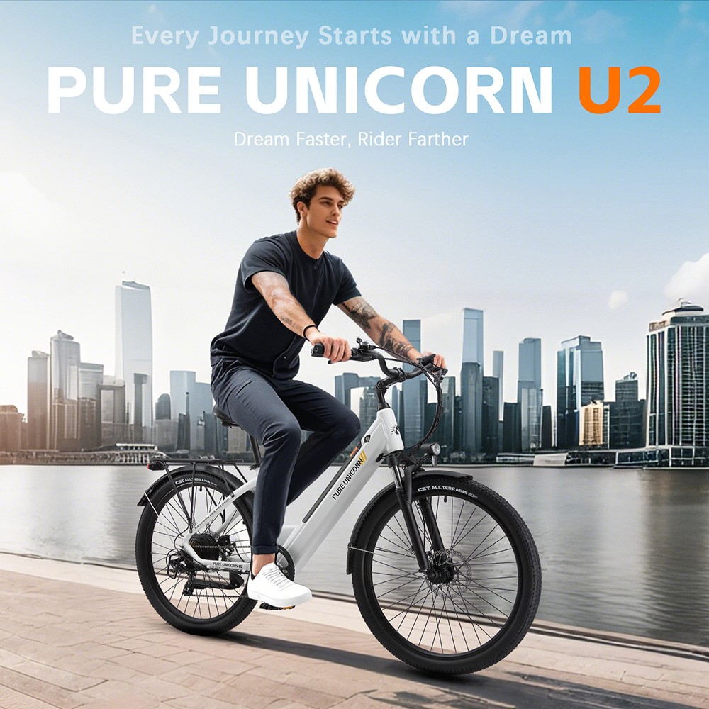PURE UNICORN U2 Electric Bike  750W Motor  48V 12 8Ah Battery  27 5 inch Tires  45km/h Max Speed  60km Range  Mechanical Disc B