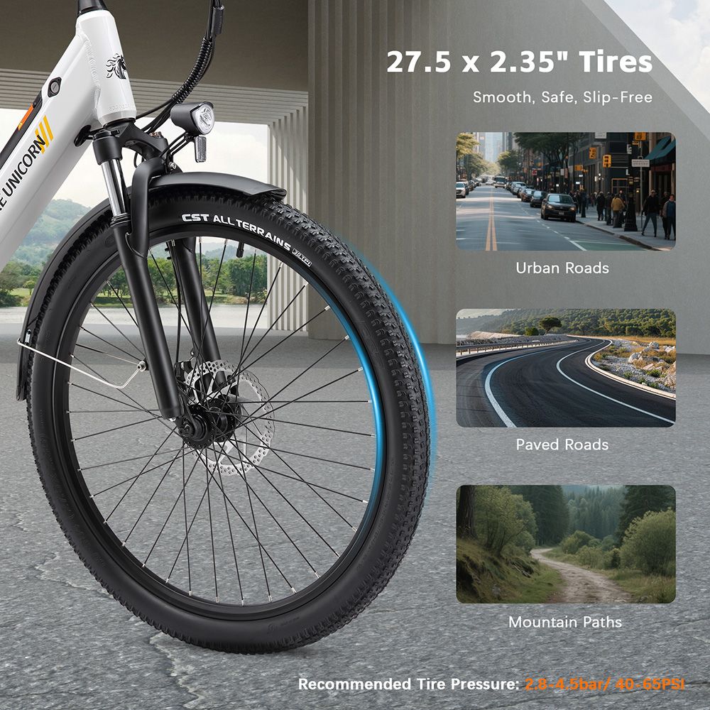 PURE UNICORN U2 Electric Bike  750W Motor  48V 12 8Ah Battery  27 5 inch Tires  45km/h Max Speed  60km Range  Mechanical Disc B