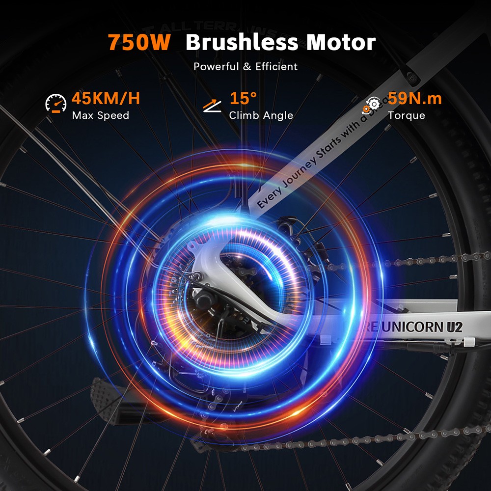 PURE UNICORN U2 Electric Bike  750W Motor  48V 12 8Ah Battery  27 5 inch Tires  45km/h Max Speed  60km Range  Mechanical Disc B