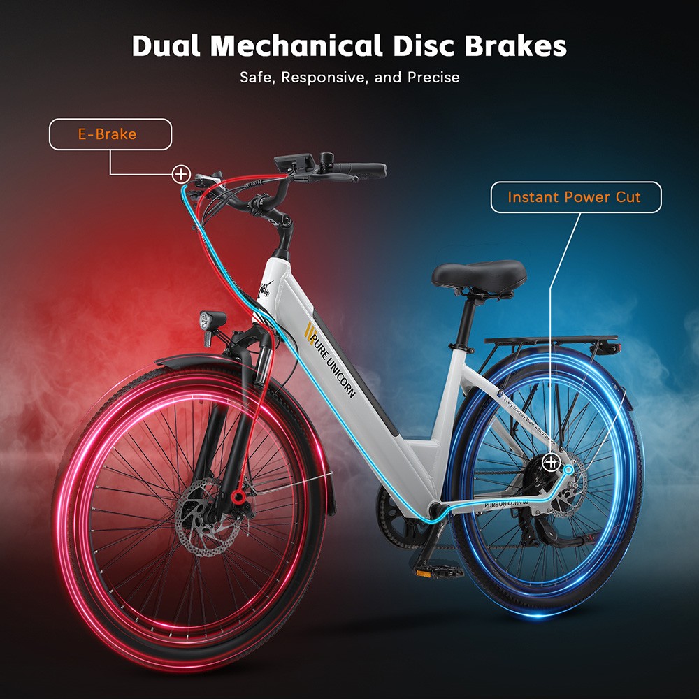 PURE UNICORN U2 Electric Bike  750W Motor  48V 12 8Ah Battery  27 5 inch Tires  45km/h Max Speed  60km Range  Mechanical Disc B