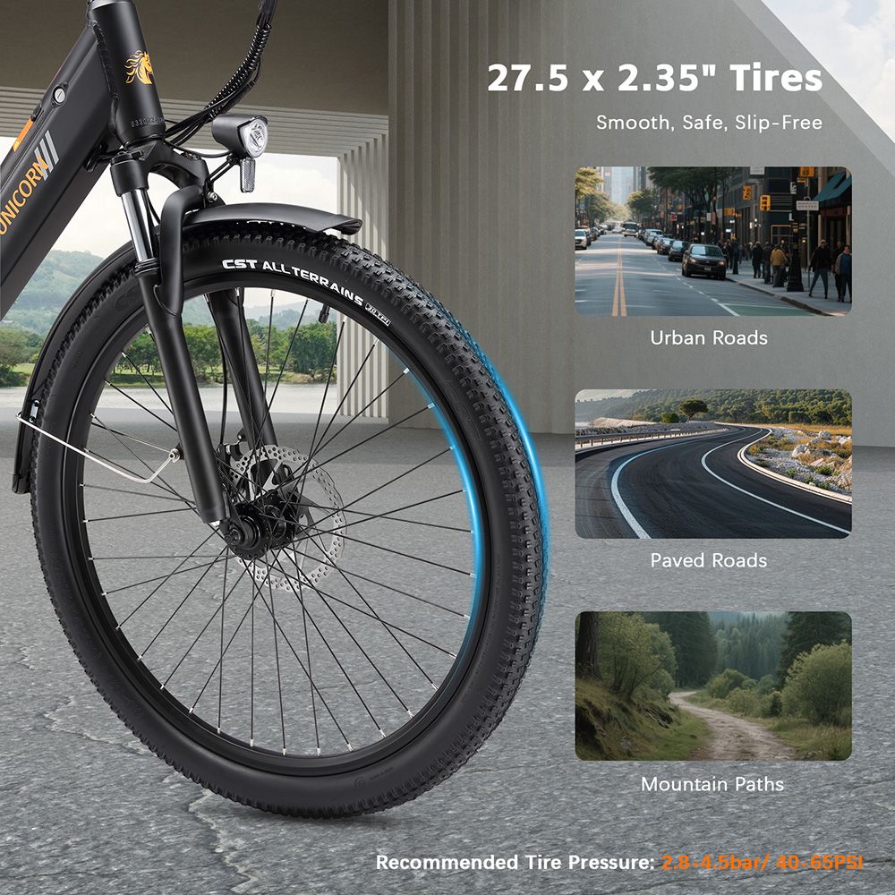 PURE UNICORN U2 Electric Bike  750W Motor  48V 12 8Ah Battery  27 5 inch Tires  45km/h Max Speed  60km Range  Mechanical Disc B