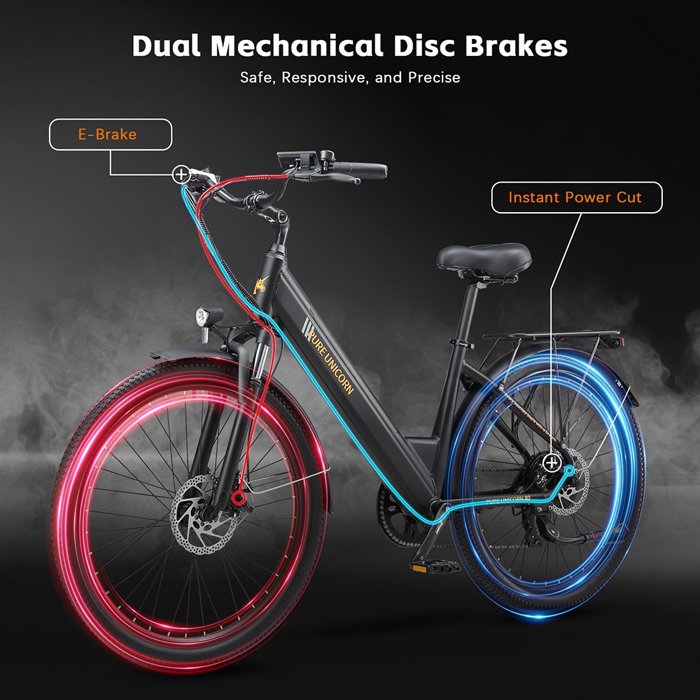 PURE UNICORN U2 Electric Bike  750W Motor  48V 12 8Ah Battery  27 5 inch Tires  45km/h Max Speed  60km Range  Mechanical Disc B