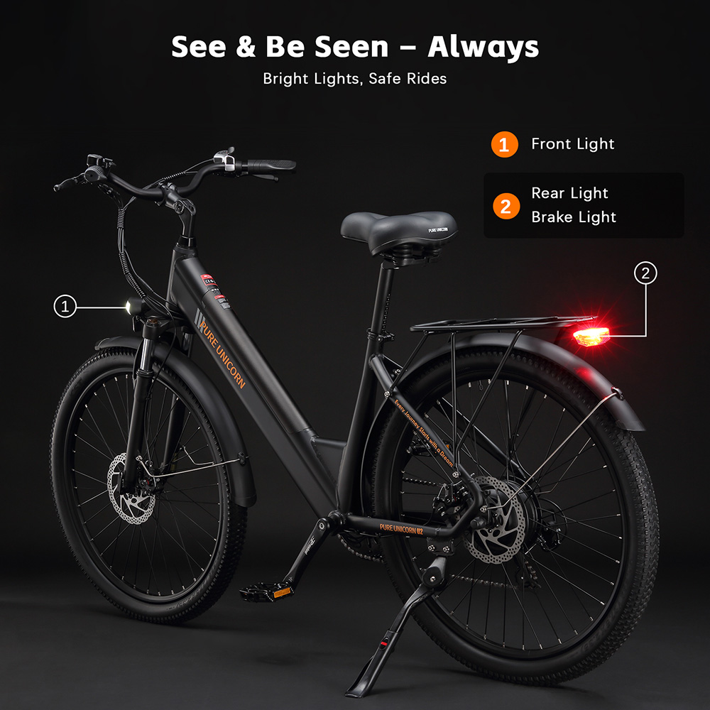 PURE UNICORN U2 Electric Bike  750W Motor  48V 12 8Ah Battery  27 5 inch Tires  45km/h Max Speed  60km Range  Mechanical Disc B