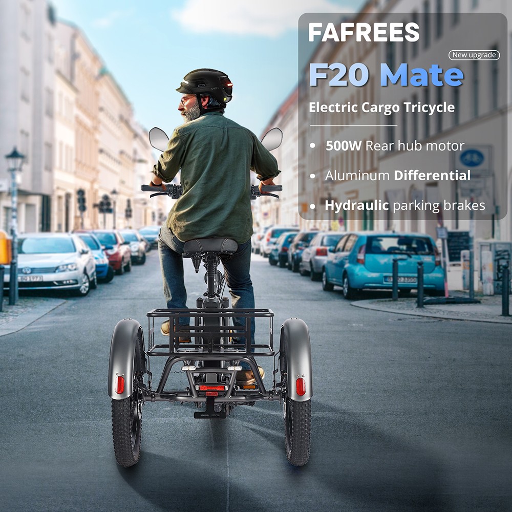 FAFREES F20 Mate Electric Cargo Tricycle Upgrade Version  500W Motor  48V 23 45Ah Battery  20*3 0 inch Tires  25km/h Max Speed