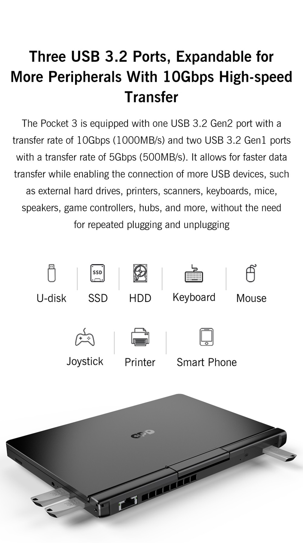GPD Pocket 3 Handheld Laptop  Intel Core i3-1125G4 4 Core Max 3 7GHz  8 inch 1920*1200 IPS Screen  16GB RAM 512GB SSD  WiFi6E B