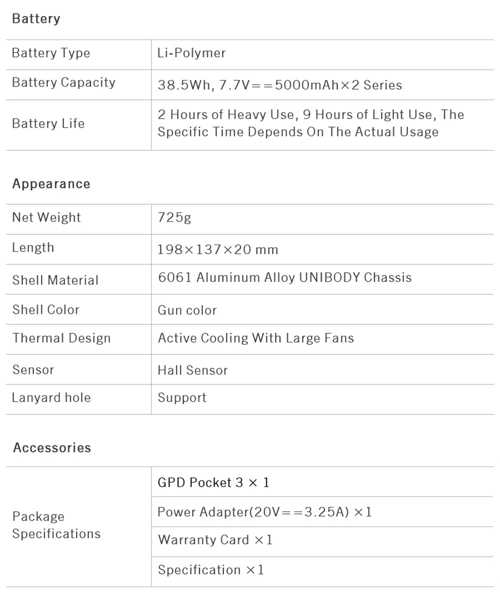 GPD Pocket 3 Handheld Laptop  Intel Core i3-1125G4 4 Core Max 3 7GHz  8 inch 1920*1200 IPS Screen  16GB RAM 512GB SSD  WiFi6E B
