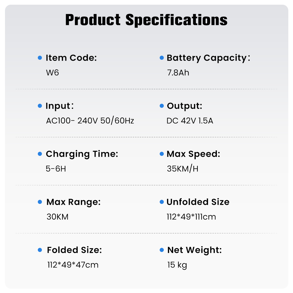 iScooter W6 Folding Electric Scooter  500W Motor  36V 7 8Ah Battery  10 inch Tires  35km/h Max Speed  30km Range  Rear Disc Bra