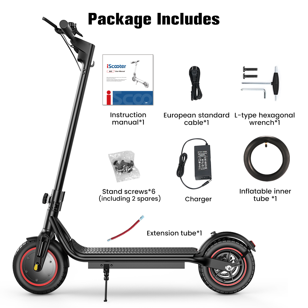 iScooter W6 Folding Electric Scooter  500W Motor  36V 7 8Ah Battery  10 inch Tires  35km/h Max Speed  30km Range  Rear Disc Bra