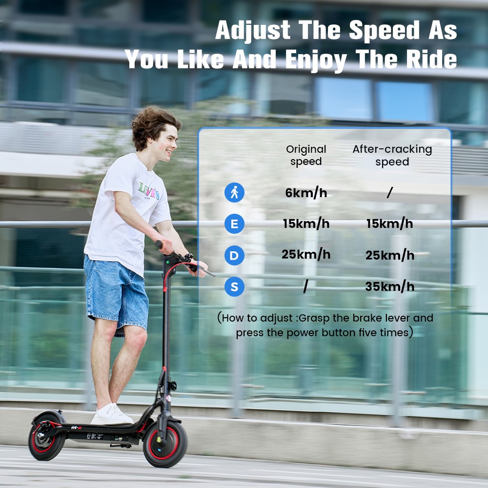 iScooter W6 Folding Electric Scooter  500W Motor  36V 7 8Ah Battery  10 inch Tires  35km/h Max Speed  30km Range  Rear Disc Bra