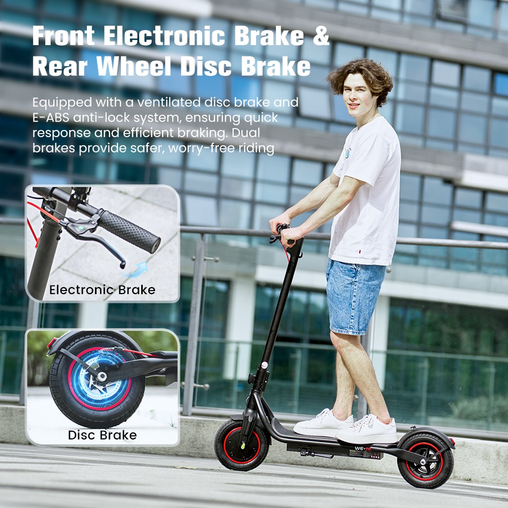 iScooter W6 Folding Electric Scooter  500W Motor  36V 7 8Ah Battery  10 inch Tires  35km/h Max Speed  30km Range  Rear Disc Bra