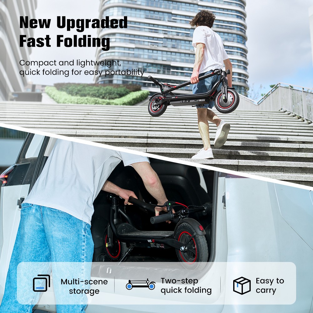 iScooter W6 Folding Electric Scooter  500W Motor  36V 7 8Ah Battery  10 inch Tires  35km/h Max Speed  30km Range  Rear Disc Bra