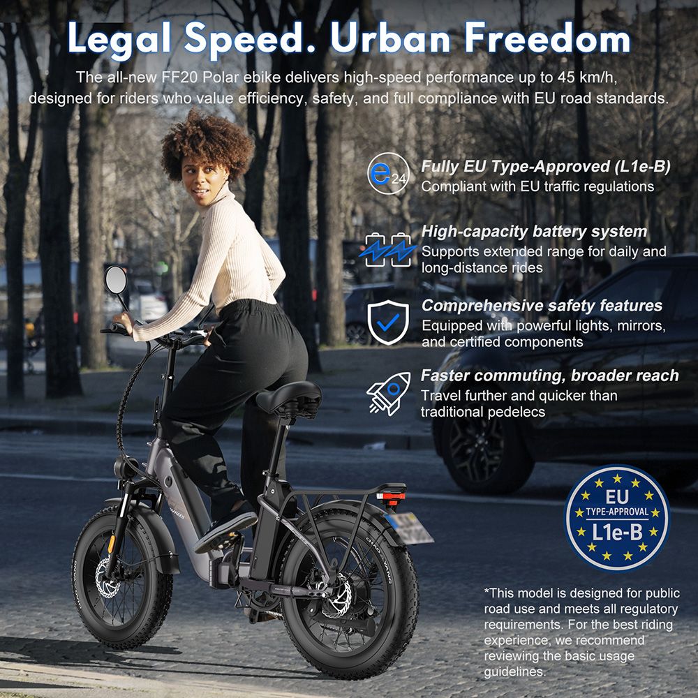 Fafrees FF20 Polar Electric Bike 500W Motor 48V 26 8Ah Dual Batteries 20*4 0 inch Tires 45km/h Max Speed 170km Max Range