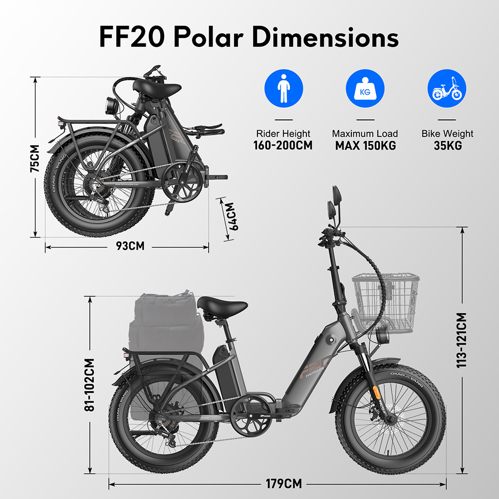 Fafrees FF20 Polar Electric Bike 500W Motor 48V 26 8Ah Dual Batteries 20*4 0 inch Tires 45km/h Max Speed 170km Max Range