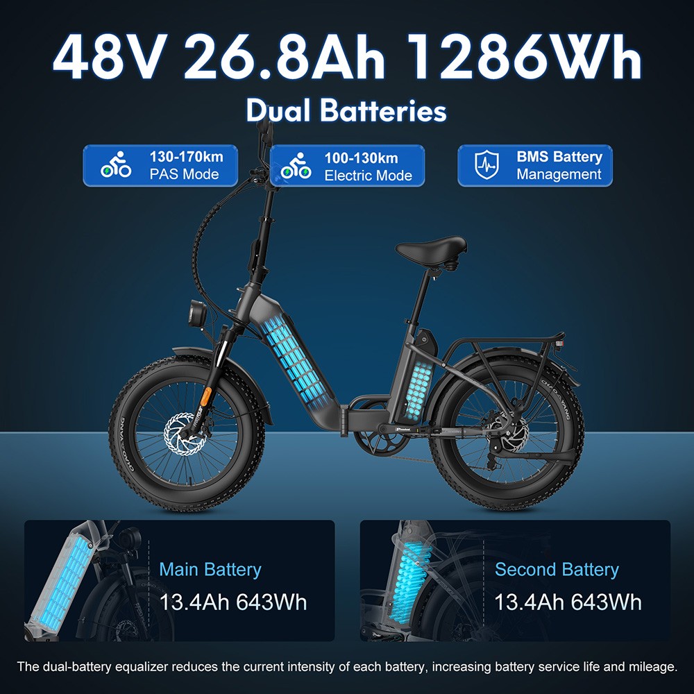 Fafrees FF20 Polar Electric Bike 500W Motor 48V 26 8Ah Dual Batteries 20*4 0 inch Tires 45km/h Max Speed 170km Max Range