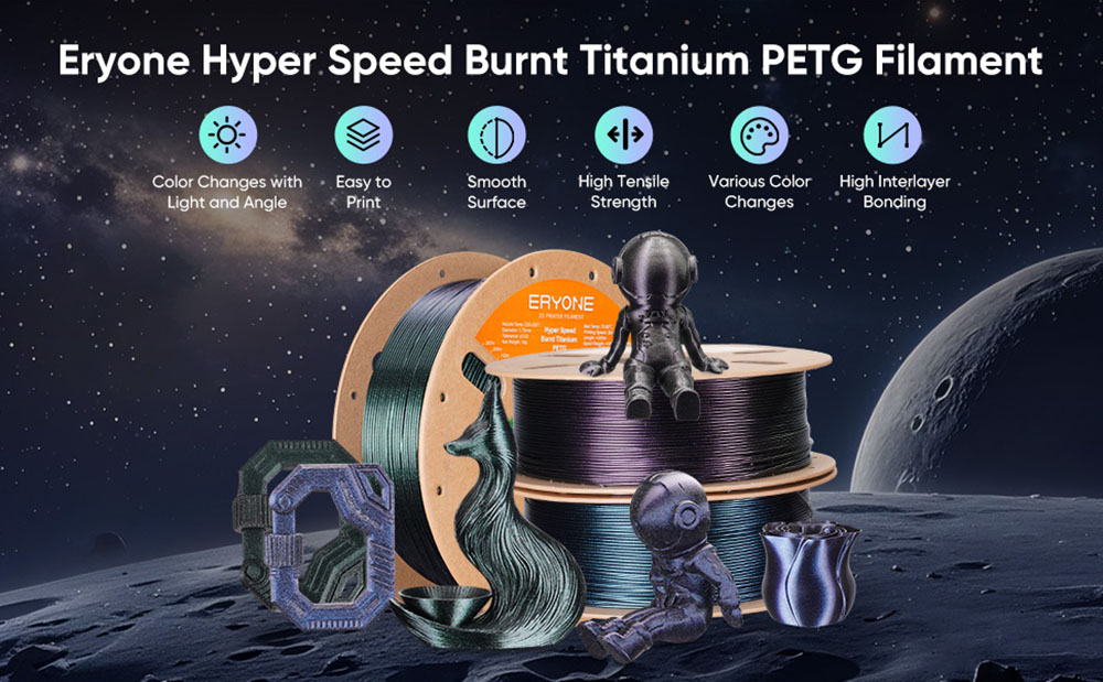 ERYONE High Speed PETG Filament 1kg - Burnt Titanium Blue Purple