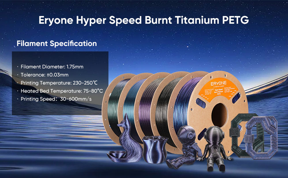 ERYONE High Speed PETG Filament 1kg - Burnt Titanium Dark Gold