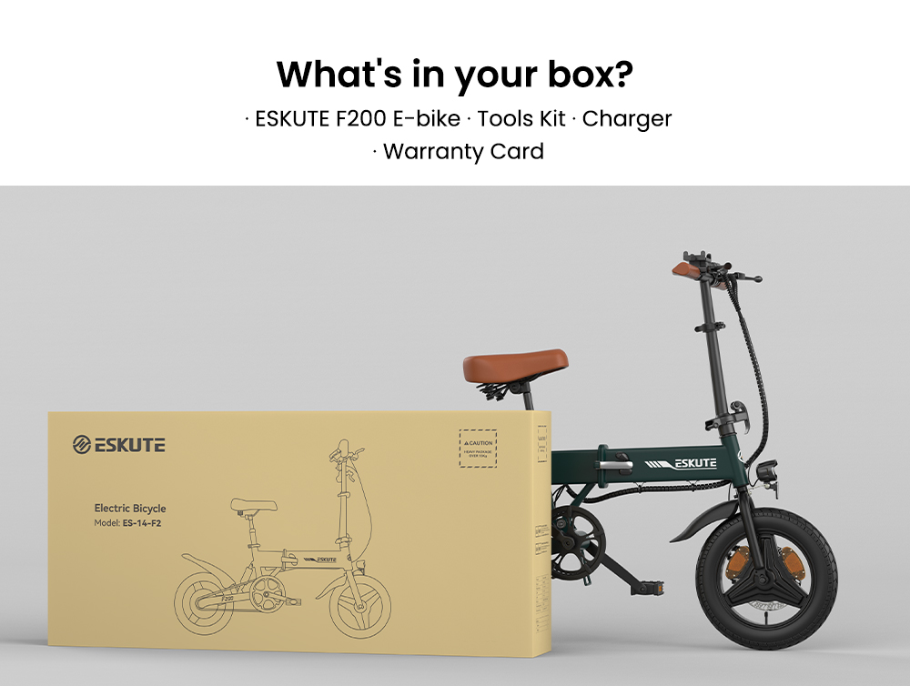 ESKUTE F200 Folding Electric Bike 250W Motor 36V 7 8Ah Battery 14 inch Tires 25km/h Max Speed 50km Range Mechanical Disc