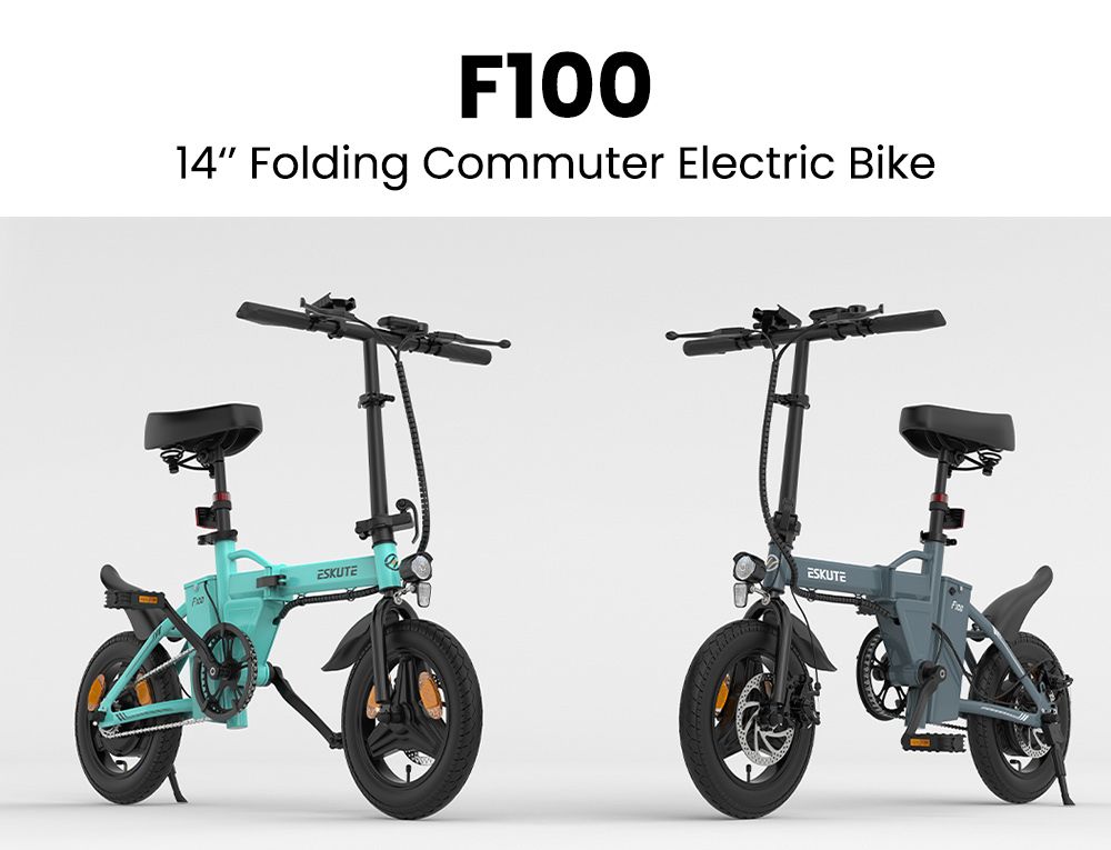 ESKUTE F100 Folding Electric Bike 250W Motor 36V 9Ah Battery 14 inch Tires 25km/h Max Speed 55km Range Mechanical Disc Br