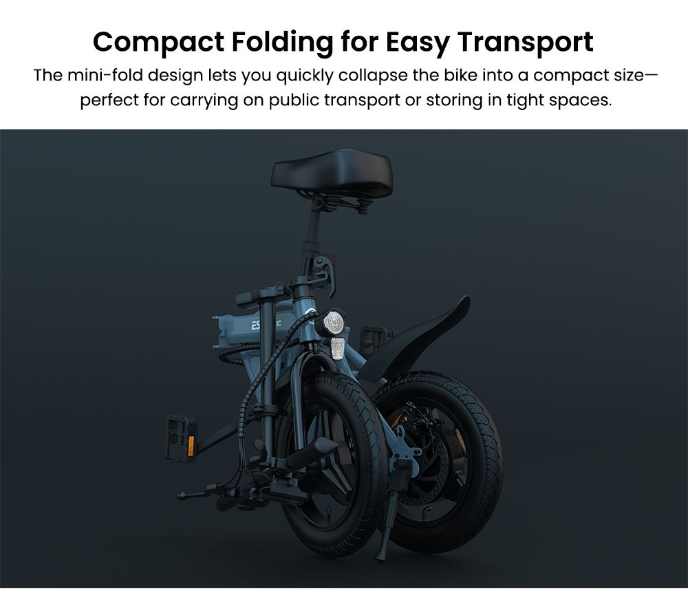 ESKUTE F100 Folding Electric Bike 250W Motor 36V 9Ah Battery 14 inch Tires 25km/h Max Speed 55km Range Mechanical Disc Br