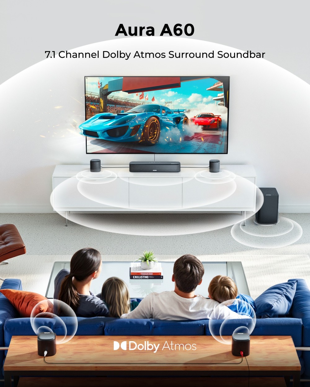 Ultimea Aura A60 7 1 Soundbar   2 Pair * Steady 310 Speaker Stands  Smart APP