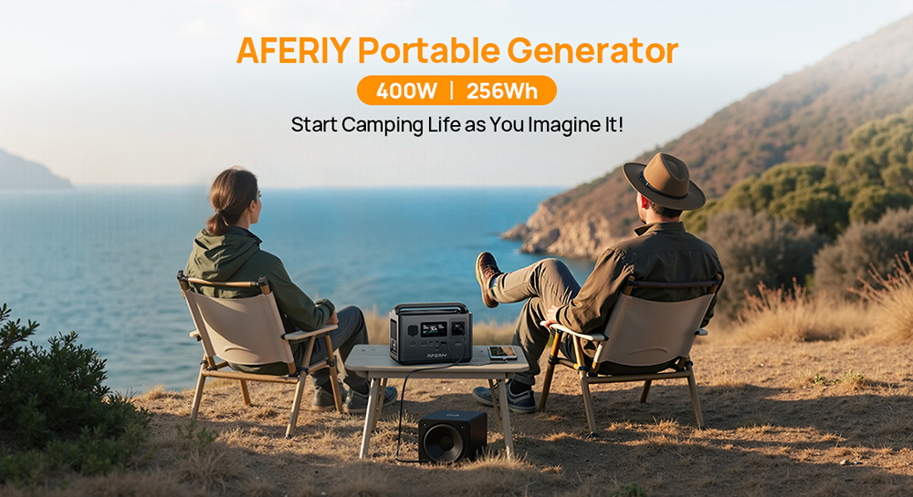 AFERIY P040 Portable Power Station 400W 256Wh Outdoor Generator 5 Outputs 1 2H Full Charge 3500 Cycles LiFePO₄ Battery -