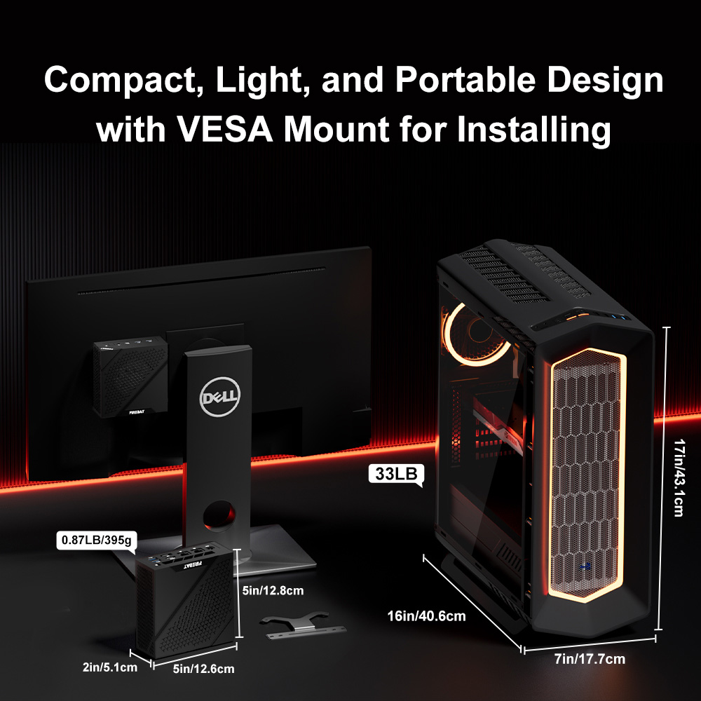 FIREBAT AM02 Mini PC AMD Ryzen 5 6600H 6 Cores Max 4 5GHz 16GB RAM 512GB SSD Type-C DP HDMI 4K Triple Screen Display W