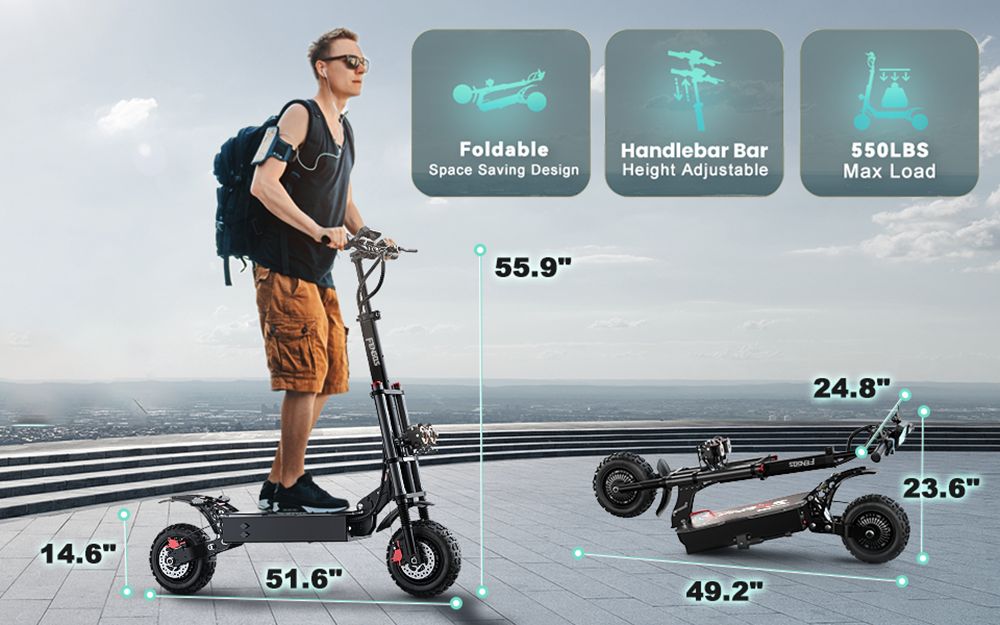 FENGQS GT8 PRO Electric Scooter 2800W*2 Motor 67 2V 38Ah Battery 11 inch Tires 80km/h Max Speed 90km Range Hydraulic Disc
