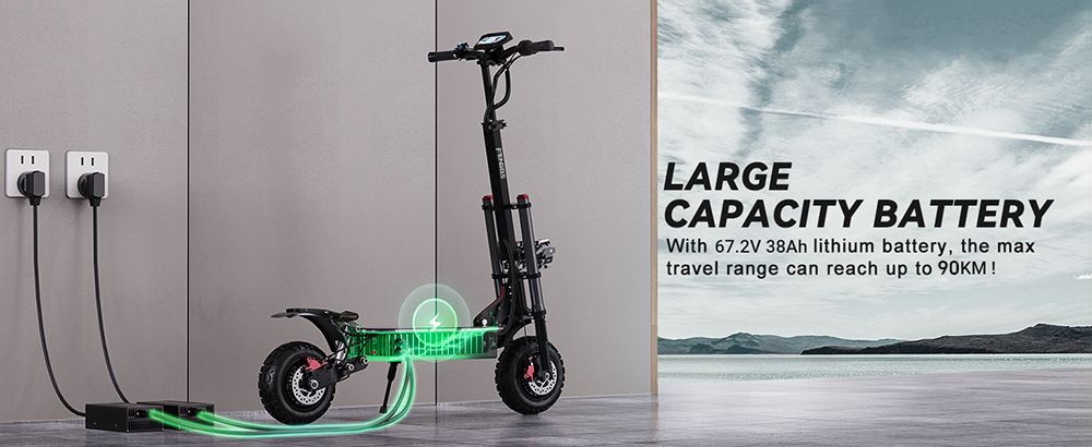 FENGQS GT8 PRO Electric Scooter 2800W*2 Motor 67 2V 38Ah Battery 11 inch Tires 80km/h Max Speed 90km Range Hydraulic Disc