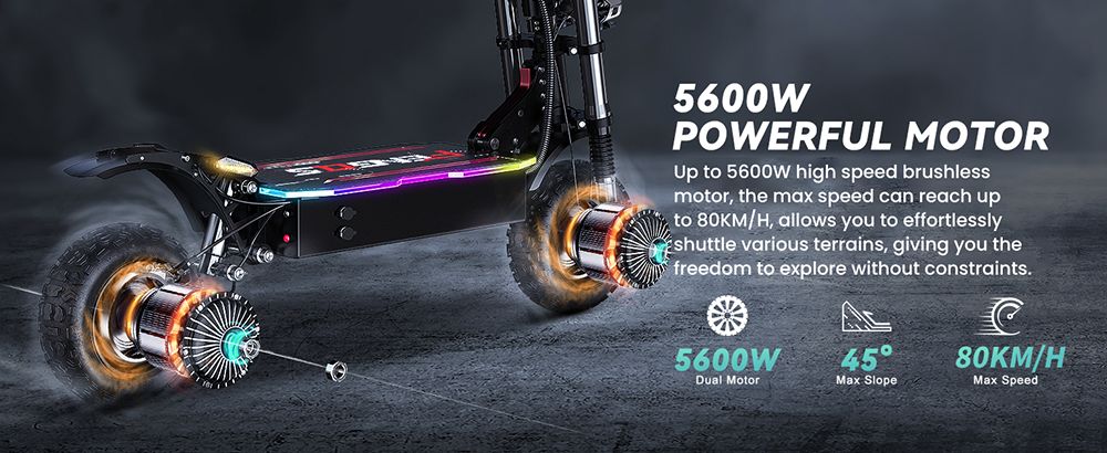 FENGQS GT8 PRO Electric Scooter 2800W*2 Motor 67 2V 38Ah Battery 11 inch Tires 80km/h Max Speed 90km Range Hydraulic Disc