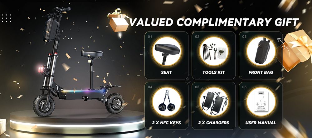 FENGQS GT8 PRO Electric Scooter 2800W*2 Motor 67 2V 38Ah Battery 11 inch Tires 80km/h Max Speed 90km Range Hydraulic Disc