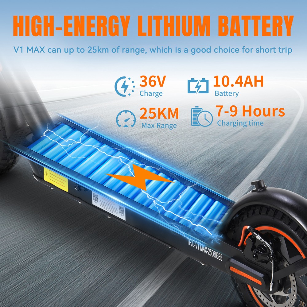 TWOFISH V1 MAX Electric Scooter 400W Motor 36V 10 4Ah Battery 10 inch Tires 32km/h Max Speed 25km Range Rear Disc Brake