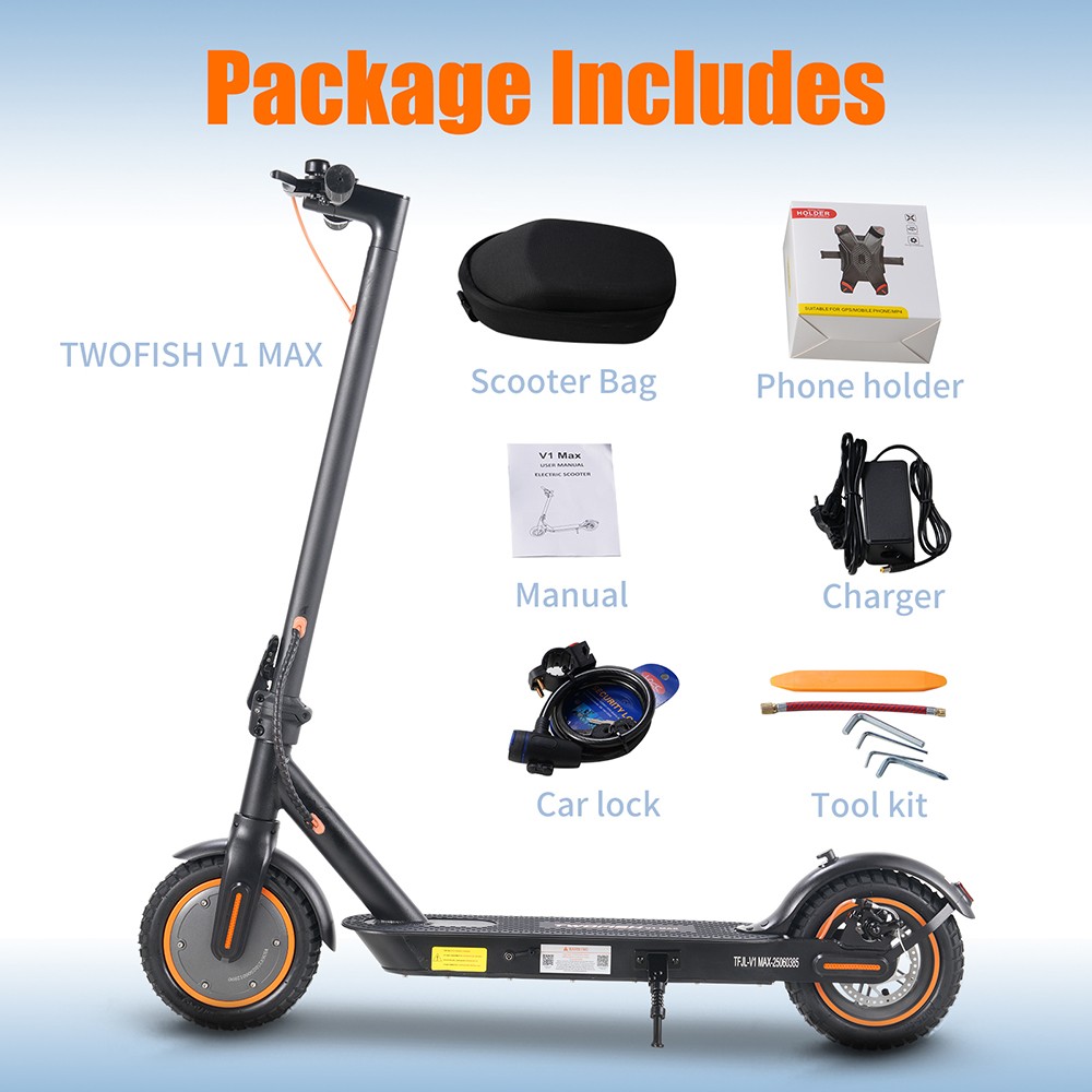 TWOFISH V1 MAX Electric Scooter 400W Motor 36V 10 4Ah Battery 10 inch Tires 32km/h Max Speed 25km Range Rear Disc Brake