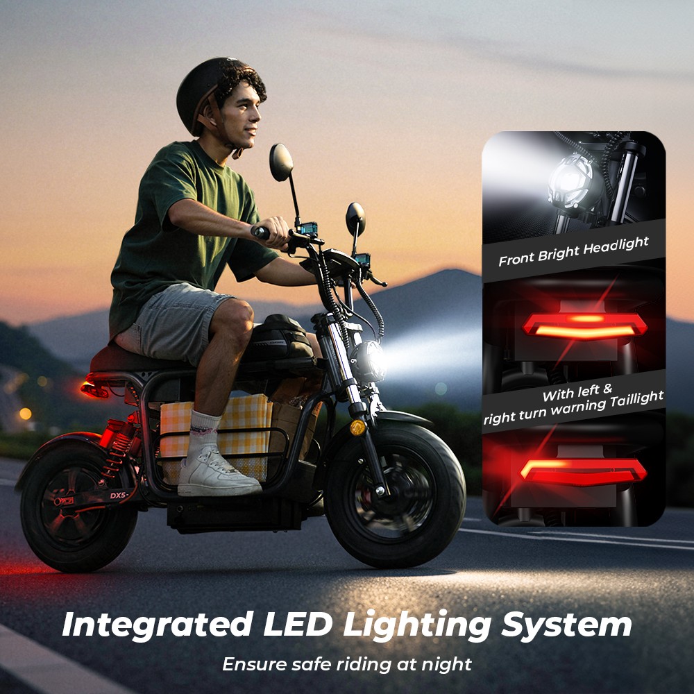 iScooter DX5 Electric Scooter  1500W Motor  48V 15 6Ah Battery  15 inch Tubeless Tires  55km/h Max Speed  72km Range  Front