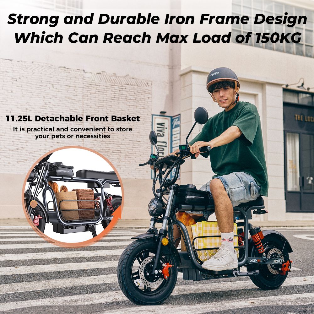 iScooter DX5 Electric Scooter  1500W Motor  48V 15 6Ah Battery  15 inch Tubeless Tires  55km/h Max Speed  72km Range  Front