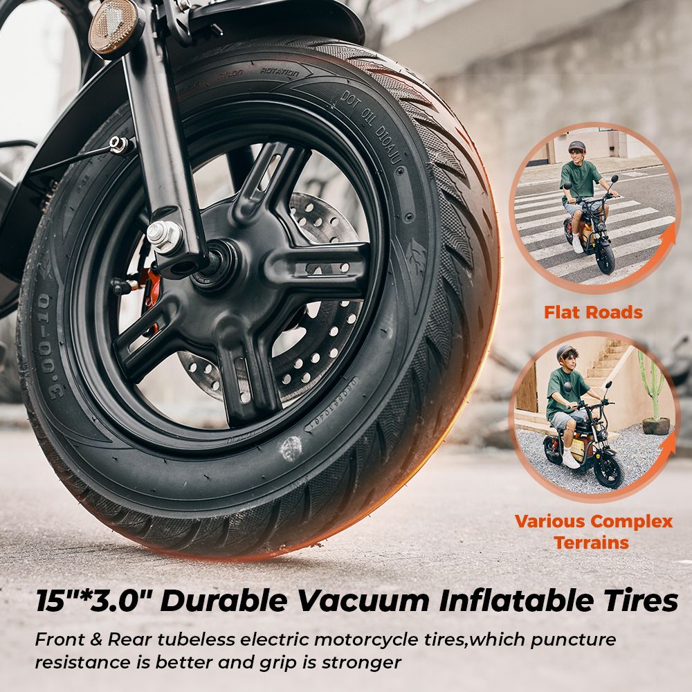 iScooter DX5 Electric Scooter  1500W Motor  48V 15 6Ah Battery  15 inch Tubeless Tires  55km/h Max Speed  72km Range  Front
