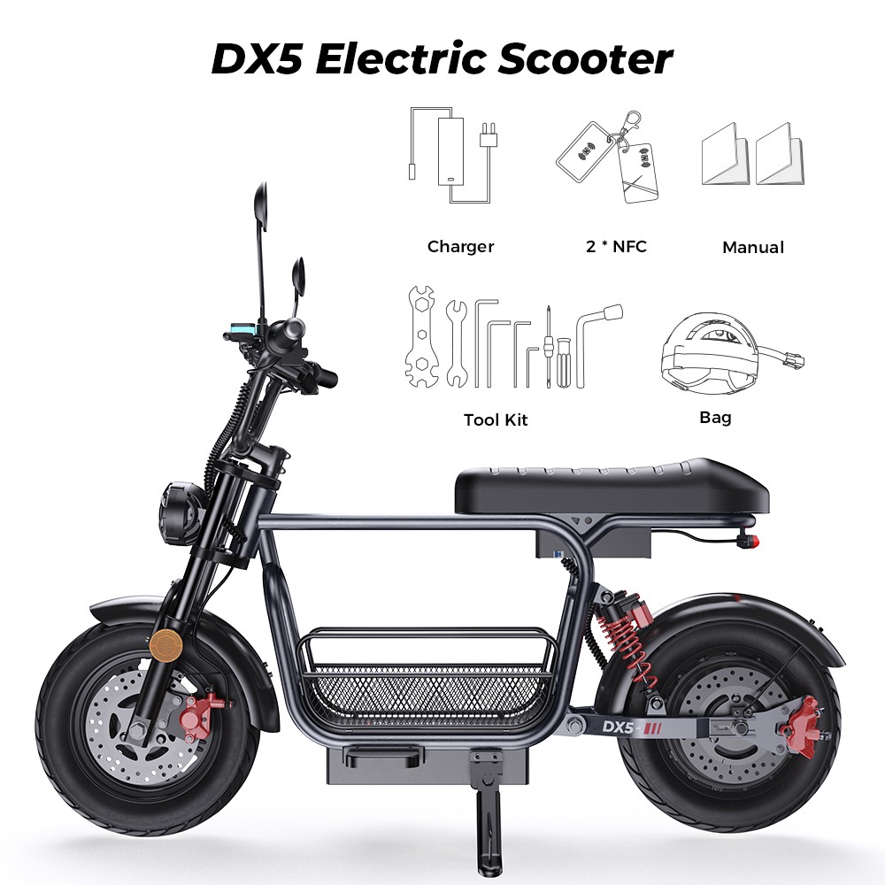 iScooter DX5 Electric Scooter  1500W Motor  48V 15 6Ah Battery  15 inch Tubeless Tires  55km/h Max Speed  72km Range  Front