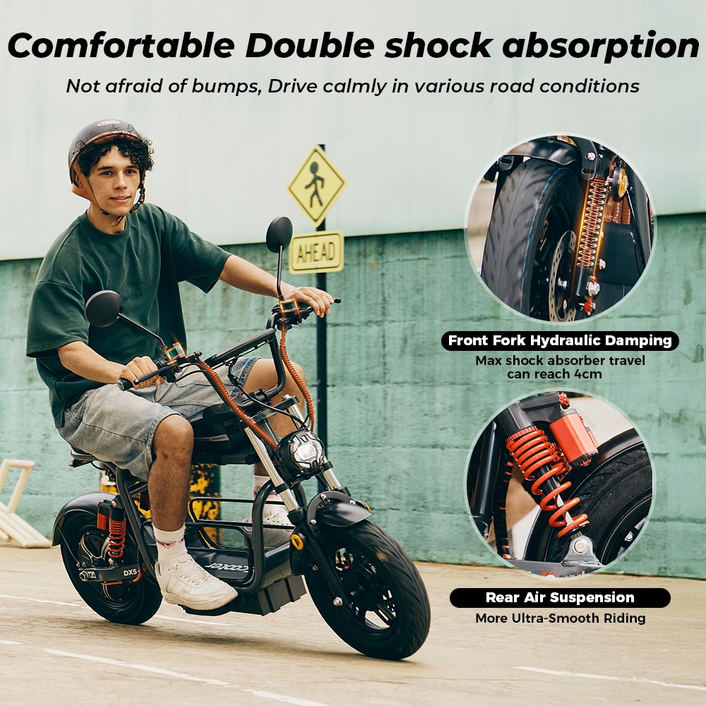 iScooter DX5 Electric Scooter  1500W Motor  48V 15 6Ah Battery  15 inch Tubeless Tires  55km/h Max Speed  72km Range  Front