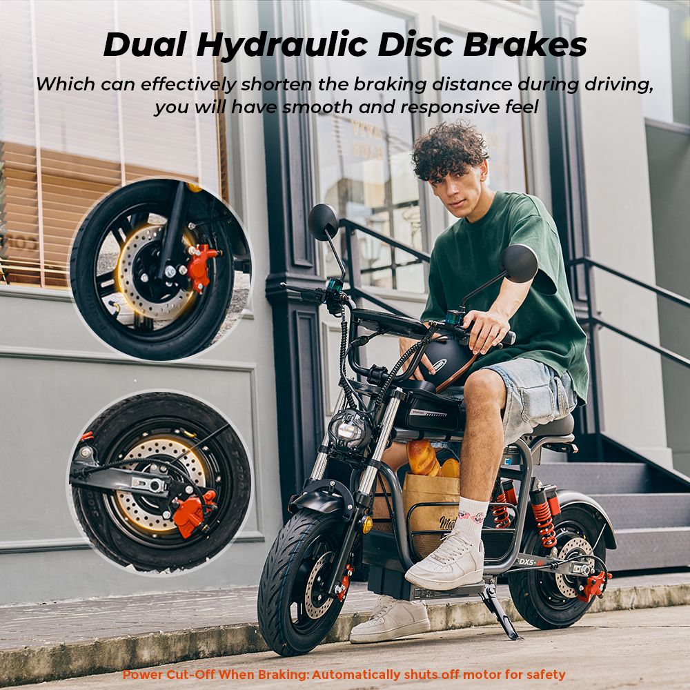 iScooter DX5 Electric Scooter  1500W Motor  48V 15 6Ah Battery  15 inch Tubeless Tires  55km/h Max Speed  72km Range  Front