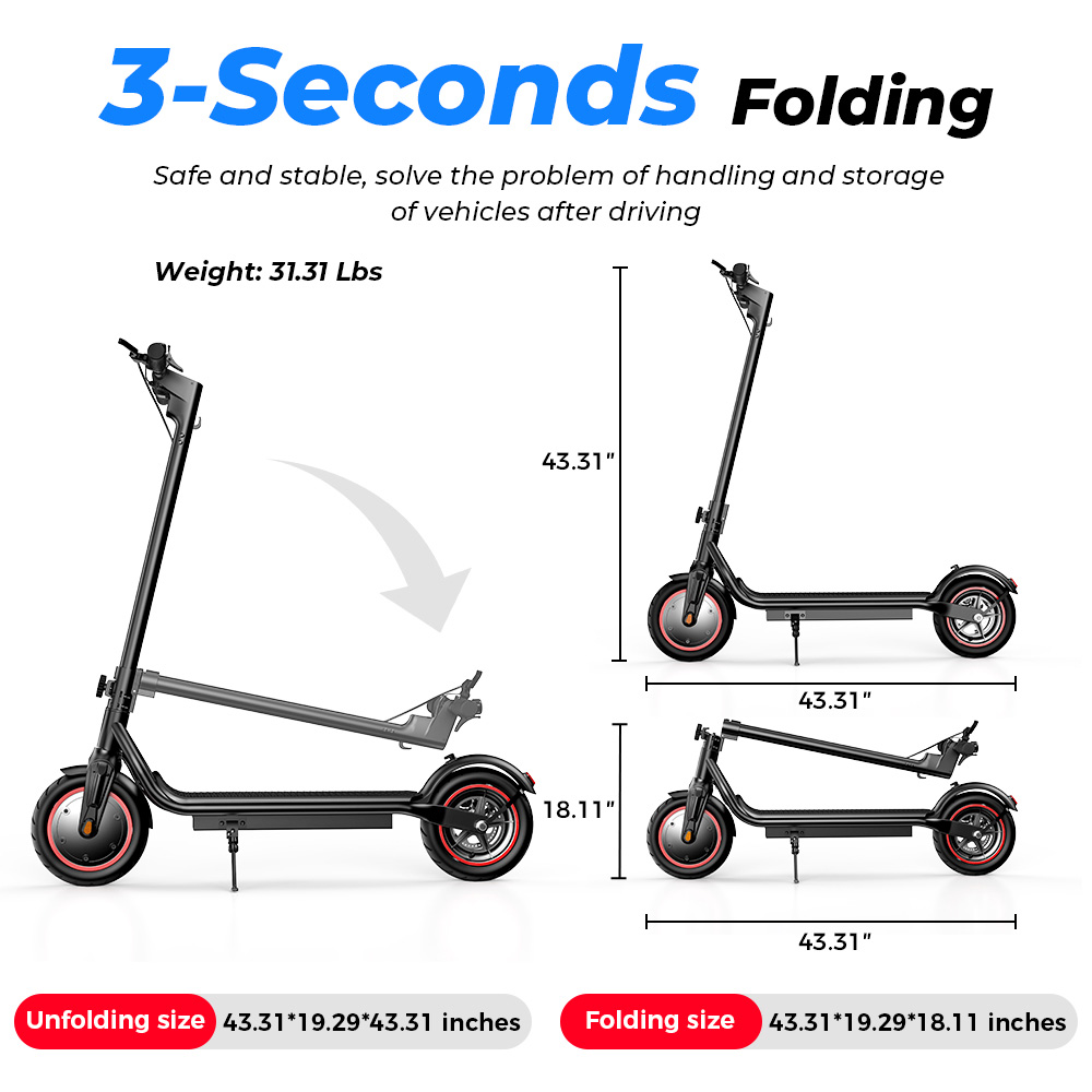 iScooter W5 Folding Electric Scooter 350W Motor 36V 7 8Ah Battery 8 5 inch Pneumatic Tires 30km/h Max Speed 30km Range Di