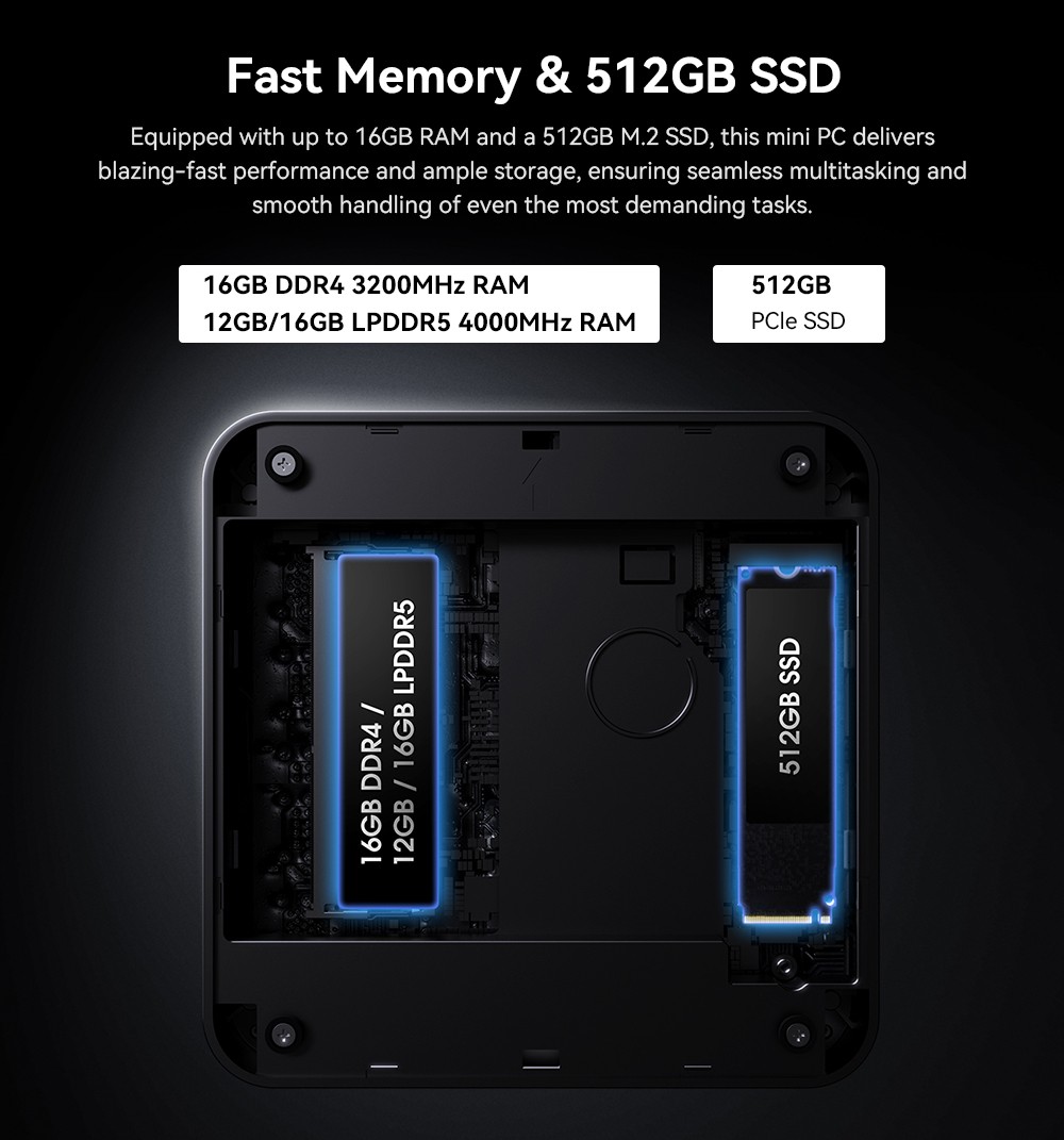 CHUWI LarkBox X Mini PC Intel N150 4 Cores Max 3 6GHz 16GB RAM 512GB SSD Type-C HDMI DP 4K Triple Display WiFi 6 Blueto